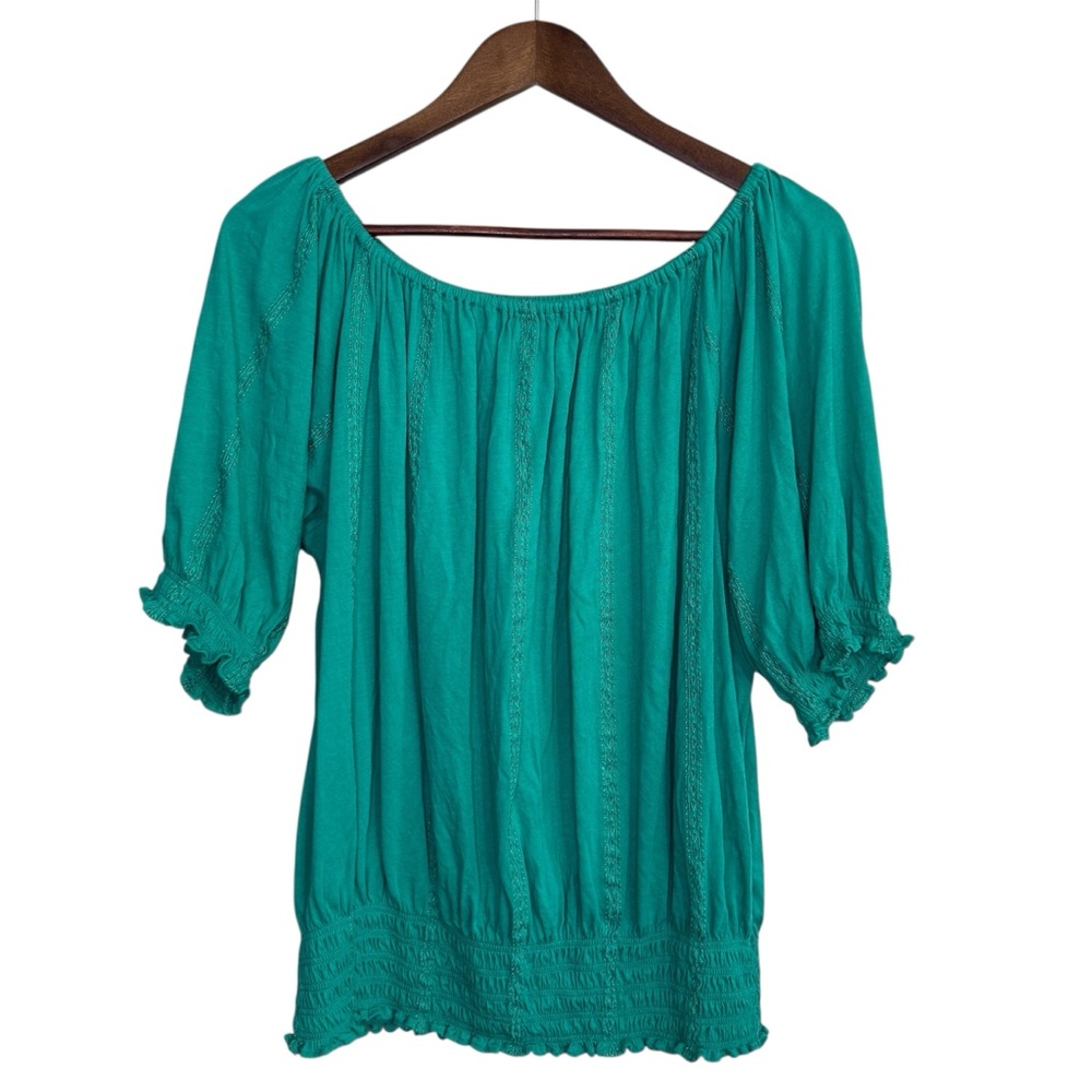 Lauren Ralph Lauren blouse women's XL peasant embroidered smocked boho coquette